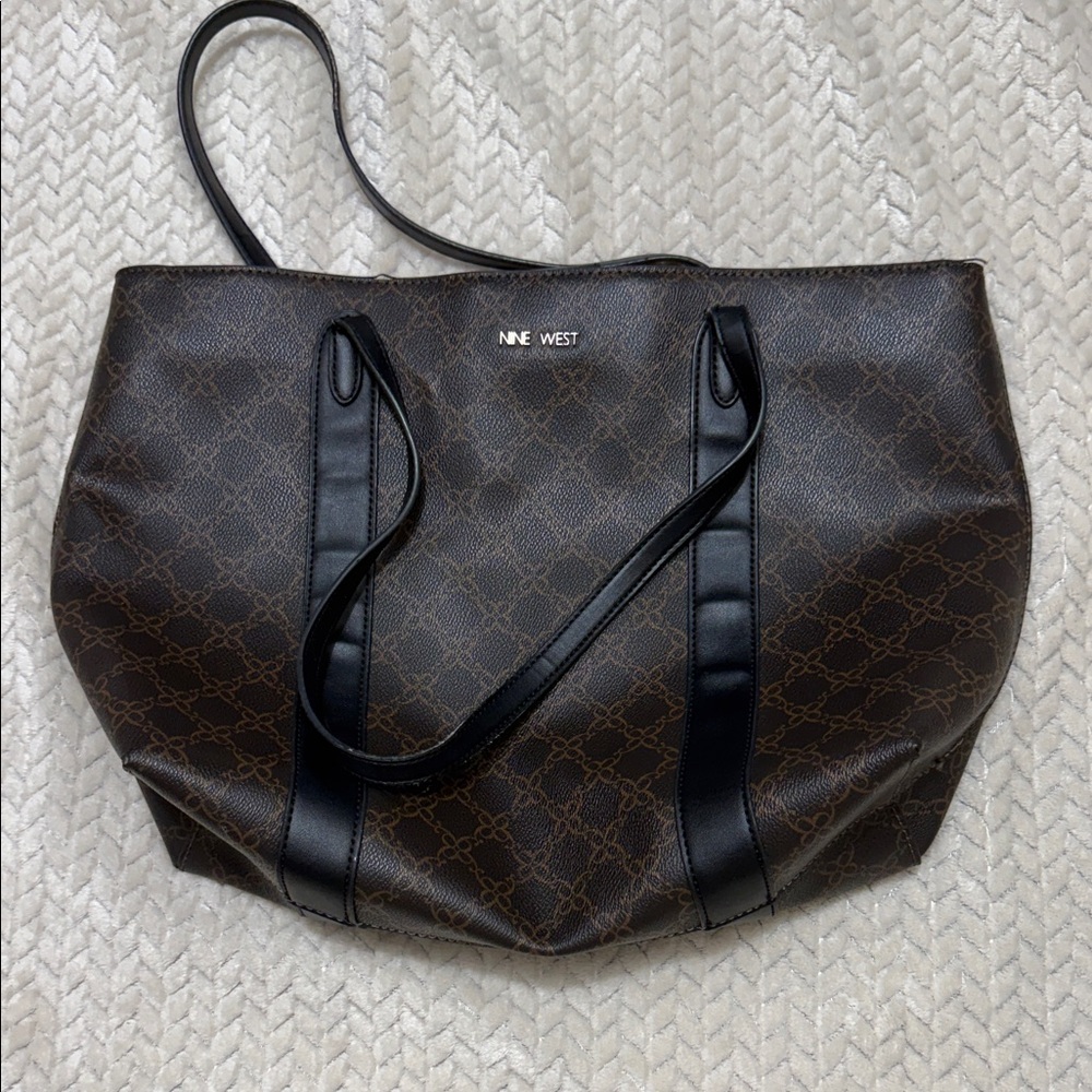 Nine West Dark Brown and Black Patterned Tote